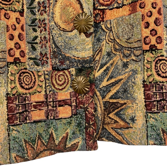 Vintage 90s Sun and Moon Celestial Tapestry Lined 3-Button Blazer - Picture 6 of 11